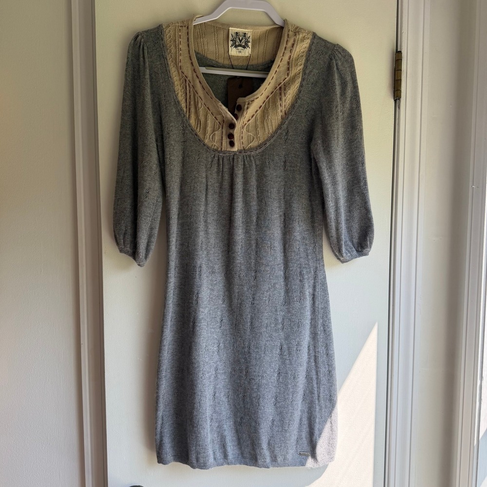 Miss Me Womens Gray Angora Blend Knit Sweater Dress SW164 Size M NWT